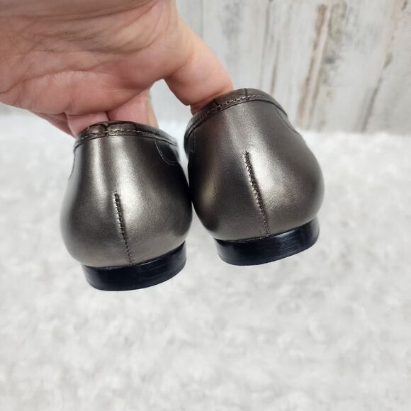 Enzo Angiolini Leather Embossed Loafers Metallic Silver Size 7 - Picture 10 of 10